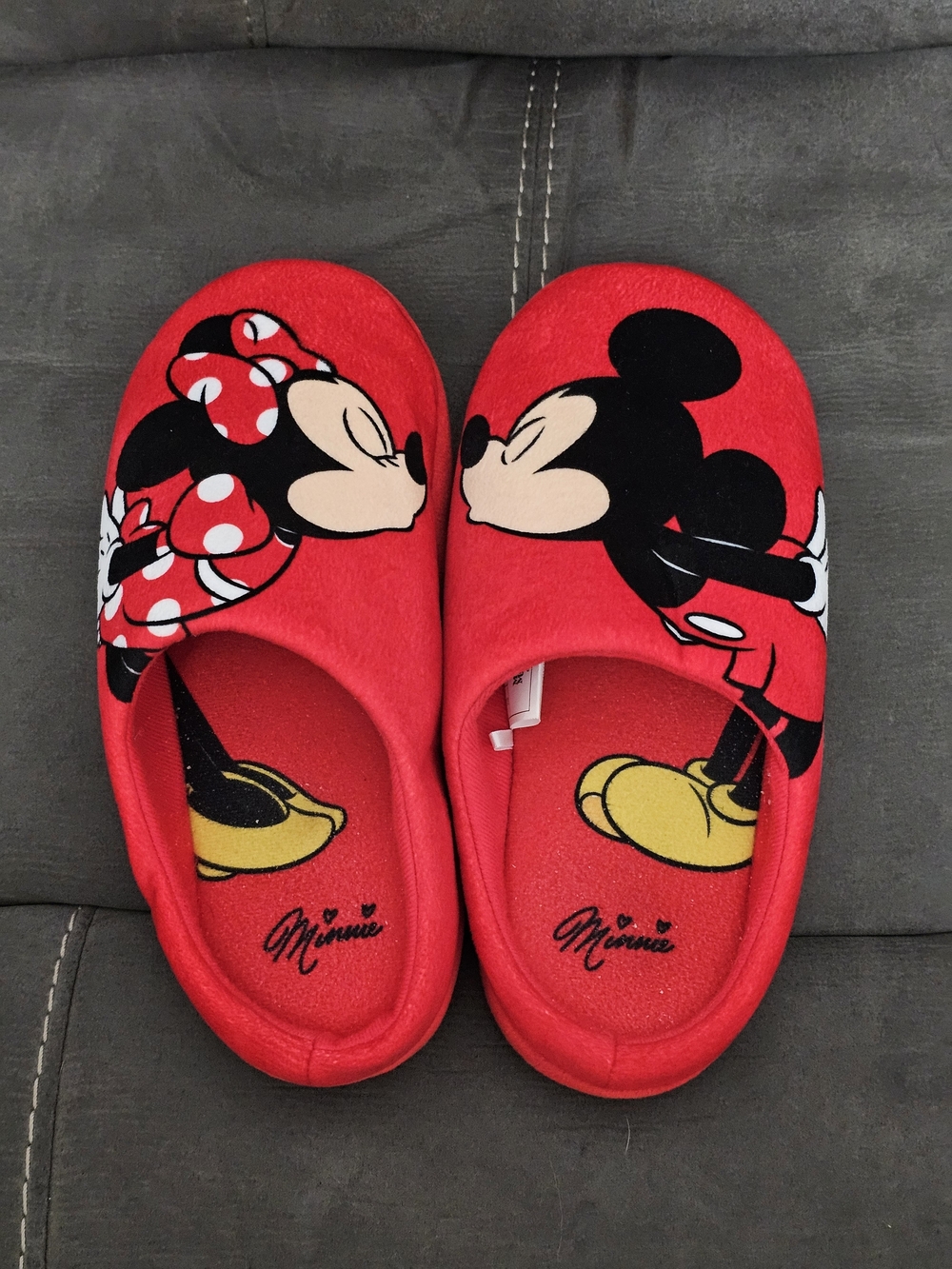 Disney Mickey & Minnie Mouse Red Slippers Womens 7/8